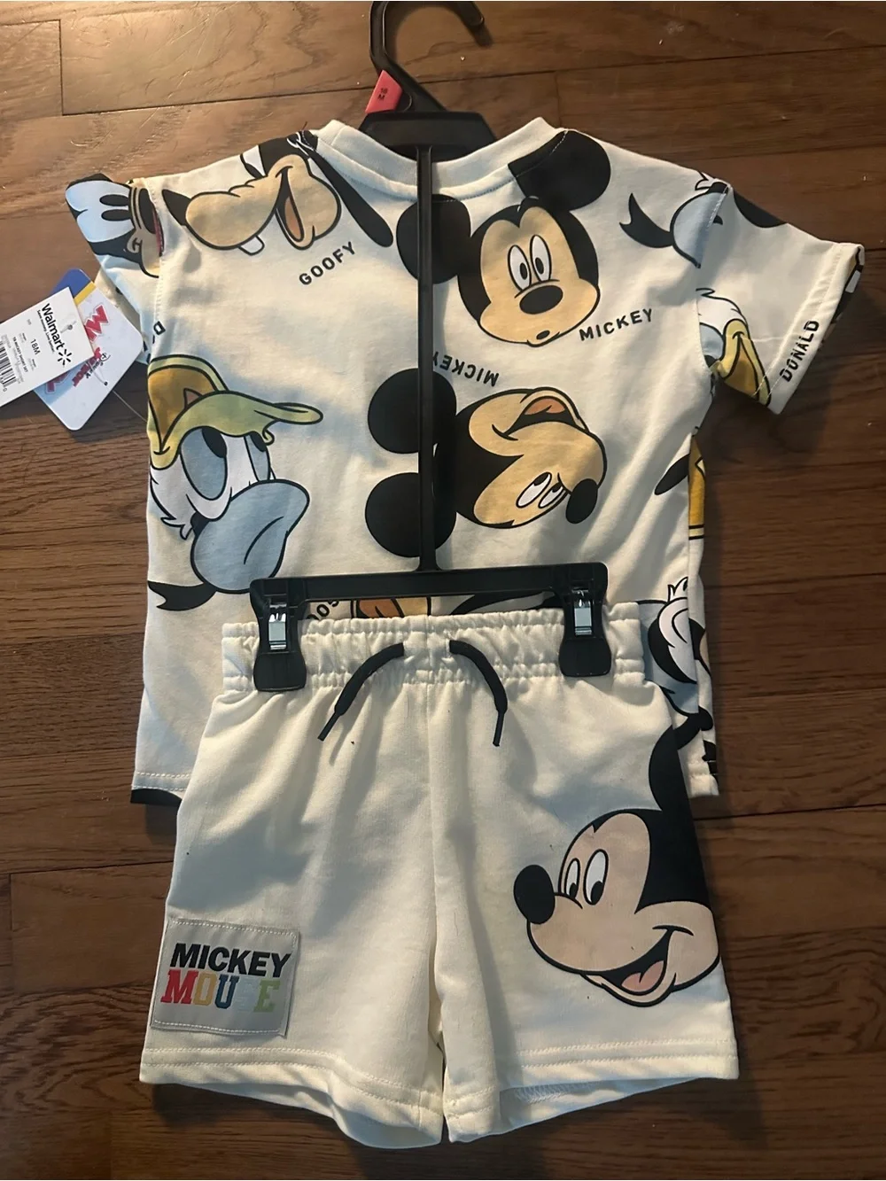 Mickey Mouse Kids Matching Set in White with Cartoon Prints